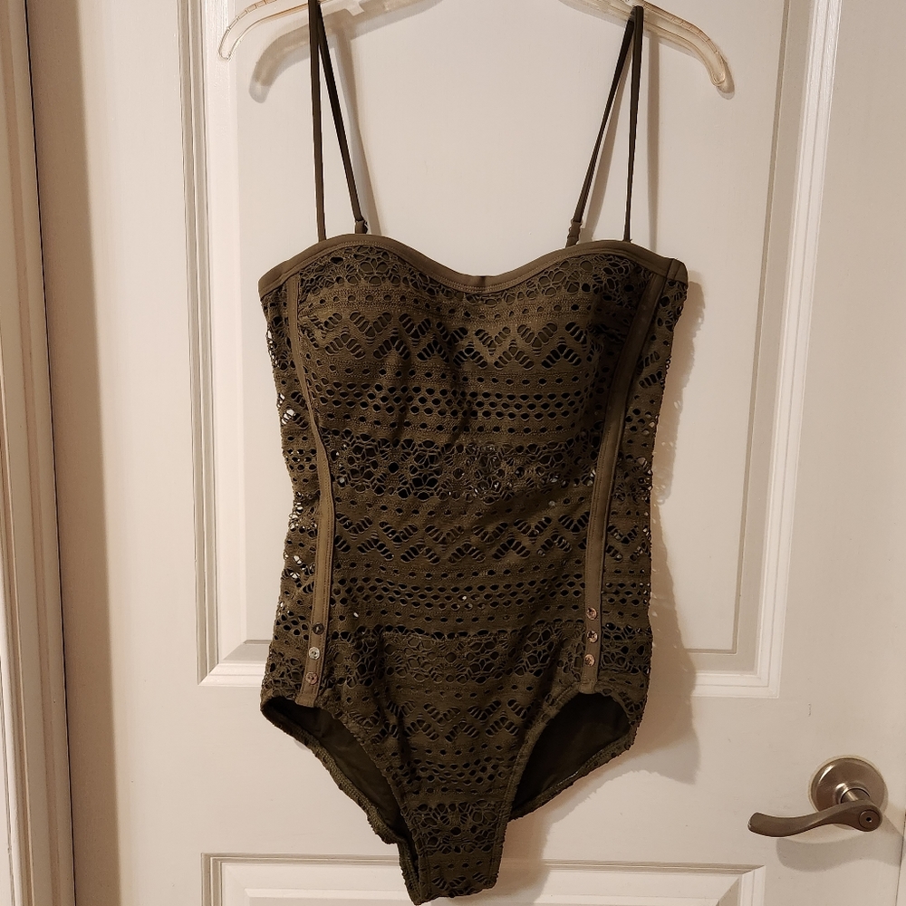 Lookbook Store size 10 dark green bathing suite with tags